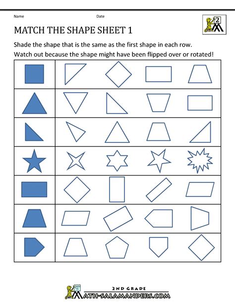 2nd grade geometric shapes worksheets